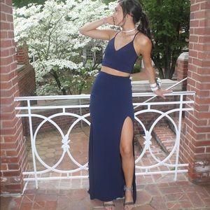 Navy blue 2 piece prom dress size 2